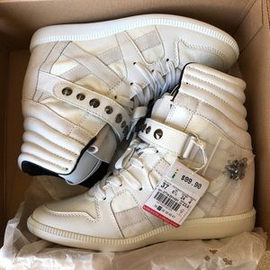 zara white wedge sneakers